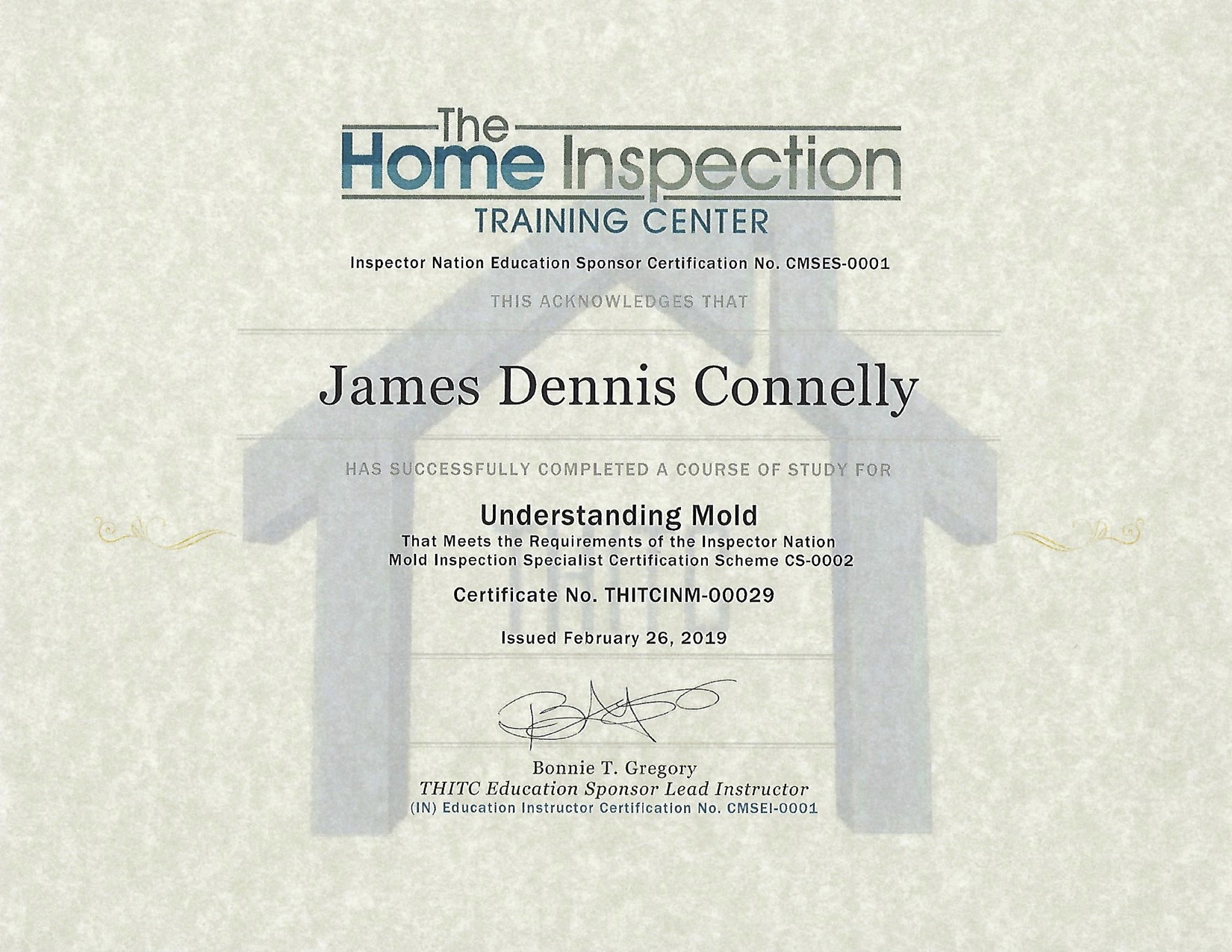 The Home Inspection Training Center Understanding Mold Certificate