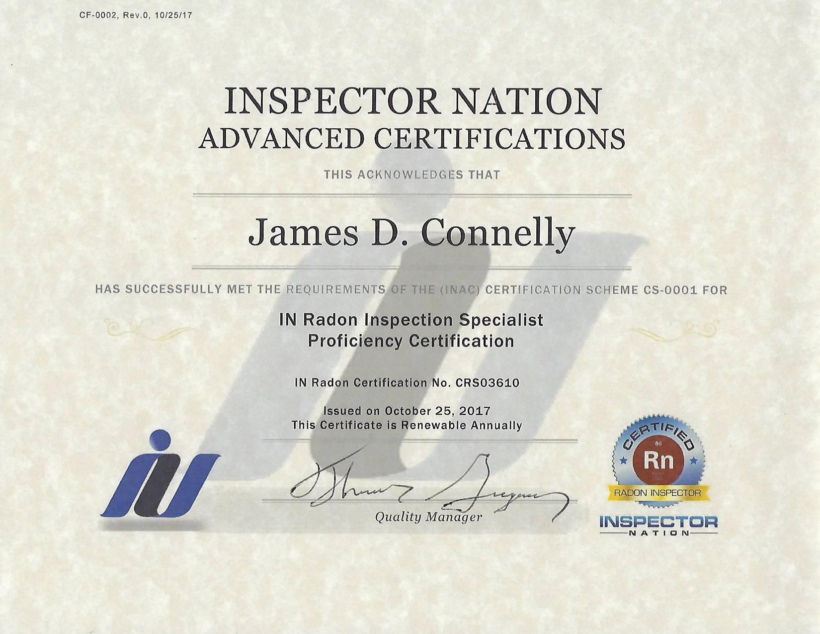 Inspector Nation Radon Proficiency Certification