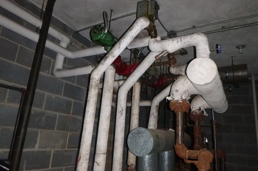 Pipes seen while performing commercial inspection services 